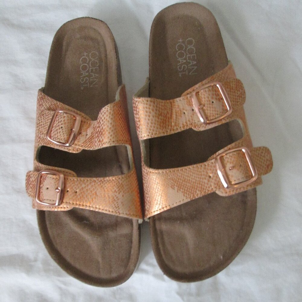 Ocean + Coast snakeprint rose print sandals